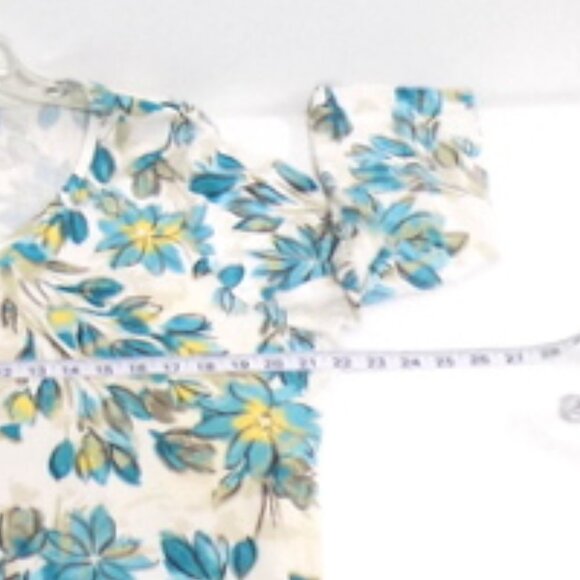 Karen Scott Women’s Blue & White Floral 3/4 Sleeve V-Neck Top – Size: 1X - Picture 6 of 10
